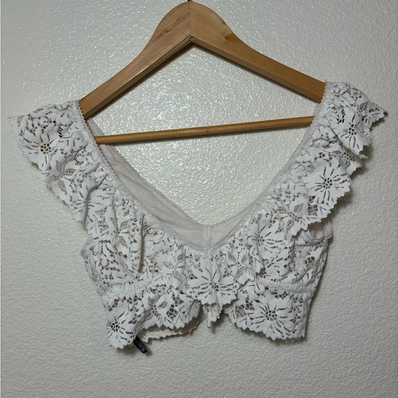 Aerie White Lace Bralette with Ruffle Size Small | festival | boho | feminine | - Picture 4 of 7